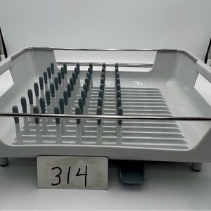 Large Dish Drying Rack Countertop Plastic Drainer Gray White